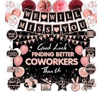 Décorations de fête « Going Away » pour femme, or rose « Good Luck Finding Better Coworkers Than Us We Will Miss You » - Bannière pour fête d'adieu à la retraite, au revoir