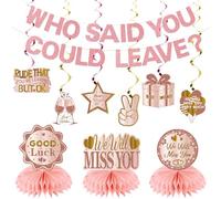 Décorations de fête « Going Away », « Who Said You Could Leave » - Bannière « Good Luck We Will Miss You » - Décorations d'adieu - Décoration de table à suspendre - Tourbillons - Fournitures de fête