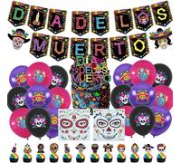 Décorations De Fête Jour Des Morts, Halloween Tatouages De Visage, Tatouage Temporaire Du Visage, Jour Des Morts Fiesta Tête De Crâne En Latex,Ballons Du Jour Des Morts,Mascarade, Fête Costume