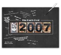 Décorations de fête pour 18e anniversaire - Tableau noir alternatif - Panneau de fête A3 pour lui ou elle avoisinant 18 ans - Panneau de signature pour homme ou femme - Bannière murale rustique 2007