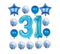 Décorations de fête pour 31e anniversaire - Ballon bleu chiffre 31 - 101,6 cm - Ballons géants en Mylar pour homme et femme - Grand ballon d'hélium numéro 31 pour 31e anniversaire