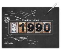 Décorations de fête pour 35e anniversaire - Tableau noir alternatif - Panneau de fête A3 pour lui ou elle avoisinant 35 ans - Panneau de signature pour homme ou femme - Bannière murale rustique 1990