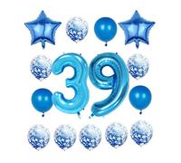 Décorations de fête pour 39e anniversaire - Ballons géants en Mylar en forme de chiffre 39 - 101,6 cm - Pour homme et femme - Grand ballon d'hélium numéro 39 pour 39e anniversaire
