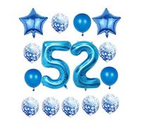 Décorations de fête pour 52e anniversaire - Ballon bleu chiffre 52 - 101,6 cm - Ballons géants en Mylar pour homme et femme - Grand ballon à l'hélium 52 pour 52e anniversaire