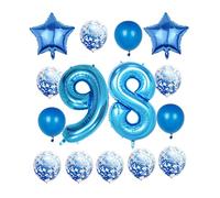 Décorations de fête pour 98e anniversaire - Ballons géants en Mylar en forme de chiffre 98 - 101,6 cm - Pour homme et femme - Grand ballon à l'hélium numéro 98 pour 98e anniversaire