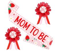 Décorations de fête prénatale en forme de fraise pour future maman - Ensemble de corsage « A Berry Sweet is on the Way Mom to Be » - Décoration florale rose et blanche pour nouveaux parents