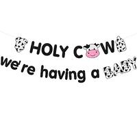 Décorations de fête prénatale en forme de vache sacrée, bannière « Holy Cow We're Having A Baby » pour garçons et filles