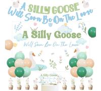 Décorations de fête prénatale Silly Goose Will Soon Be on the Loose Bannière de fond pour gâteaux et cupcakes pour garçons