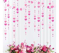 Décorations de fête Rose Vif Guirlande Papier de Coeur Roses et Blanc à Suspendre bannière Banderole Streamer pour rose d'octobre Fille Anniversaire EVJF Mariage Minnie Flamingo thème fête Fournitures