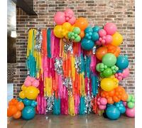 Décorations de fête sur le thème des années 80 et 90, kit d'arche de ballons arc-en-ciel fluo avec ballons en aluminium noir, rose vif, étoile explosion et boule disco pour fête d'anniversaire Hip Hop