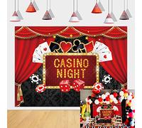 Décorations de fête sur Le thème du Casino - Contient Une Toile de Fond de Casino de Poker Le thème de Las Vegas - Fond de Photographie pour Casino d'anniversaire(2,1 x 1,5 m)