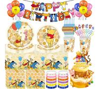 Décorations de fête Winnie l'ourson, vaisselle en papier, sacs cadeaux, ballons numériques, fournitures de fête, cadeaux d'arrière-plan pour anniversaire d'enfants 12pcs bracelet