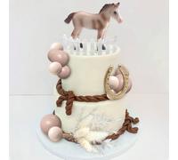 Décorations de figurine de gâteau de cheval Décorations de fête thème western rodéo Pour fête d'anniversaire de révélation du sexe de cowgirl cowboy mariage Fournitures de fête 2,3,1AnimalABS