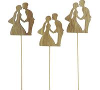 Décorations de fleurs de mariage Topper de gâteau en bois Couple de mariage Nature 28,5cm 14pcs Set