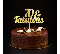 Décorations de gâteau d'anniversaire 70 et fabuleuses à paillettes dorées pour 70e anniversaire, 70 ans - Personnalisable avec n'importe quel numéro d'âge - Cadeau d'anniversaire pour maman et papa