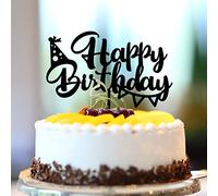 Décorations de gâteau d'anniversaire en acrylique noir avec inscription « Happy Birthday » - Personnalisable avec n'importe quel numéro d'âge, cadeau d'anniversaire pour lui et elle