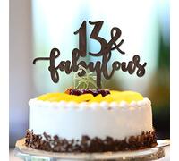 Décorations de gâteau d'anniversaire en bois marron pour 13e anniversaire 13 ans et Fabulous Treize 13 ans - Personnalisable avec n'importe quel numéro d'âge, cadeau d'anniversaire pour la famille et