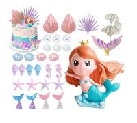 Décorations de gâteau d'anniversaire en forme de sirène avec bulles | Ensemble de décorations de cupcakes sirène pour filles, garçons, étudiants, famille, vacances, pâtisserie, fête