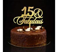 Décorations de gâteau d'anniversaire pour 15e anniversaire 15 ans et fabuleux - Personnalisable avec n'importe quel numéro d'âge - 15 ans - 15 ans - Cadeau d'anniversaire pour enfants, garçons et