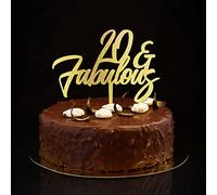 Décorations de gâteau d'anniversaire pour 20e anniversaire 20 ans et fabuleux nom personnalisé n'importe quel numéro d'âge 20 ans Cadeau d'anniversaire pour la famille et les amis Doré pailleté 15,2