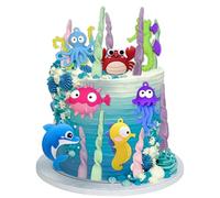 Décorations de gâteau d'anniversaire sous l'océan - Fournitures de fête sur le thème de l'océan et de la mer - Fête prénatale