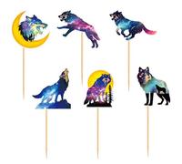 Décorations de gâteau d'anniversaire sur le thème du loup multicolore, décorations de gâteau d'anniversaire d'enfants, décorations de gâteau de forêt sauvage, lot de loup pour fête de rassemblement