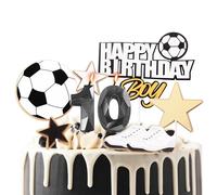 Décorations de gâteau de 10e anniversaire pour garçon - Numéro 10 - Bougies pour gâteau d'anniversaire et de fête sur le thème du football - Décorations de gâteau d'anniversaire pour garçon de 10 ans