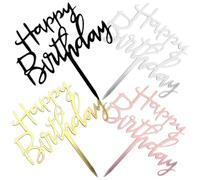 Décorations de gâteau de joyeux anniversaire, décoration de gâteau acrylique, décoration de gâteau de douche de bébé de fête d'anniversaire d'enfants (lot de 8)