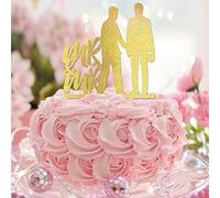 Décorations de gâteau de mariage à paillettes dorées Mr & Mr Silhouette Deux mariés Country Wedding Cake Topper LGBTQ Décorations de mariage Personnaliser le nom de famille Date Cadeaux de couple gay