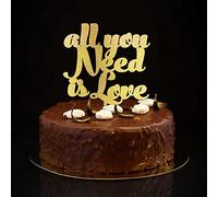 Décorations de gâteau de mariage « All You Need Is Love Mr and Mrs » - Personnalisables - Mariées et mariés - Pour mariage, fiançailles, fête prénuptiale, cadeaux pour lui/elle - Paillettes dorées