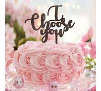 Décorations de gâteau de mariage avec citation « I Choose You » « Mr & Mrs » - Bois marron