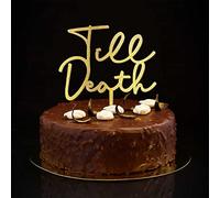Décorations de gâteau de mariage avec citation « Till Death Mr and Mrs » - Personnalisable - Pour anniversaire de mariage, fête d'enterrement de vie de jeune fille - Paillettes dorées
