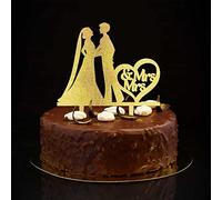Décorations de gâteau de mariage dorées à paillettes avec silhouette de deux mariées pour deux femmes, cadeaux de mariage personnalisés, nom de famille, rendez-vous amoureux, cadeaux de mariage pour