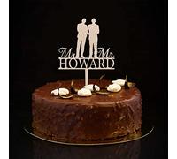 Décorations de gâteau de mariage en bois pour couple homosexuel - Deux garçons d'honneur - Décoration de gâteau de mariage rustique - Silhouette de mariage - Cadeaux personnalisés pour couple gay