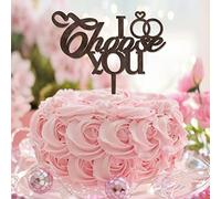 Décorations de gâteau de mariage « I Choose You » « Mr & Mrs » - Style rétro - Pour mariage, fiançailles, enterrement de vie de jeune fille - Bois marron