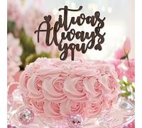 Décorations de gâteau de mariage « It Was Always You » « Mr & Mrs » - Style rétro - Mariées et mariés - Pour anniversaire de mariage, enterrement de vie de jeune fille - Bois marron