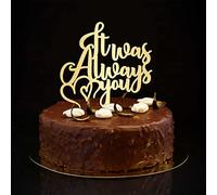 Décorations de gâteau de mariage « It Was Always You » - Silhouette dorée - Personnalisable - Décoration de gâteau rustique pour enterrement de vie de jeune fille - 15,2 cm