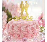 Décorations de gâteau de mariage Mr & Mr Paillettes dorées élégantes pour deux hommes Silhouette Homosexuel Fournitures de fête de mariage Personnaliser les noms de couple Date Est Date Gay Couple