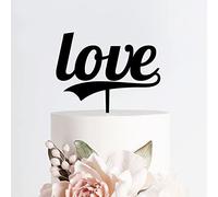 Décorations de gâteau de mariage personnalisées en acrylique avec inscription « Love Script » - Noir - Décoration de gâteau - Fournitures de fête pour mariage, fiançailles, anniversaire de mariage