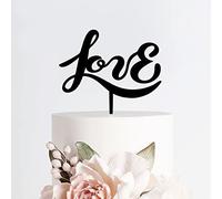 Décorations de gâteau de mariage personnalisées en acrylique avec inscription « Love Script » noir - Figurines miroir - Décoration de gâteau pour fête prénuptiale, fiançailles, anniversaire de mariage