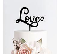 Décorations de gâteau de mariage personnalisées en acrylique avec inscription « Love Script » - Style rustique - Pour fête prénuptiale, fiançailles, anniversaire de mariage - Style 799