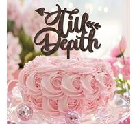Décorations de gâteau de mariage « Till Death » « Mr & Mrs » romantiques pour mariage, fête prénuptiale, fiançailles, cadeaux pour couple, bois marron