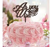 Décorations de gâteau en bois « As You Wish » - Silhouette rustique - Pour mariage, fête prénuptiale, fiançailles, cadeaux pour couple