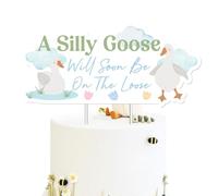 Décorations de gâteau en forme d'oie pour fête prénatale « A Silly Goose Will Soon Be on the Loose » - Décoration de gâteau en forme d'oie verte et bleue pour garçons - Fournitures de fête prénatale