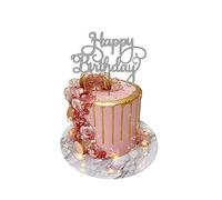 Décorations de gâteau Happy Birthday avec carte à paillettes Argenté 15,2 x 4,74 cm