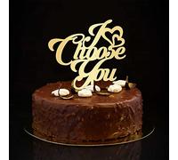 Décorations de gâteau « I Choose You » - Mr et Mrs - Décoration rustique pour gâteau de mariage et de fiançailles - Silhouette dorée - Personnalisable - Décoration de gâteau pour mariage, enterrement