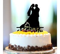 Décorations de gâteau Mr & Mrs personnalisables avec nom de famille et date de l'Est, silhouette amusante de mariée et de marié pour mariage, fiançailles, fête, cadeaux d'enterrement de vie de jeune