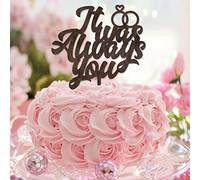 Décorations de gâteau personnalisées « It Was Always You Mr & Mrs » - Décoration de gâteau amusante pour mariée et marié - Fournitures de fête prénuptiale - Cadeaux pour lui/elle - Bois marron