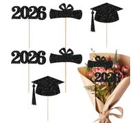 Décorations de gâteau pour bouquets, décorations de gâteaux - Chapeau de remise de diplôme 2026 - Pics à cupcakes pour nourriture, dîner, table, bureau, vacances, fête, école, activité intérieure