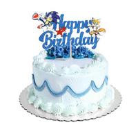 Décorations de Gâteau pour Sonic, Sonic Fête Cake Topper, Cupcake Topper, Decoration Anniversaire Gateau, Gâteau Toppers Enfants, Décoration De Gâteau à Thème, Sonic Gâteau Topper